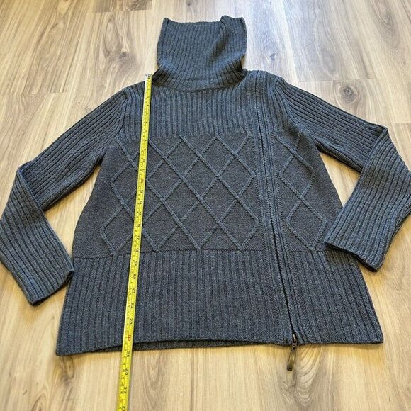 OLSEN Europe Vtg Gray Turtleneck Size 10 Merino Wool Acrylic Blend Zipper Detail - Picture 6 of 10